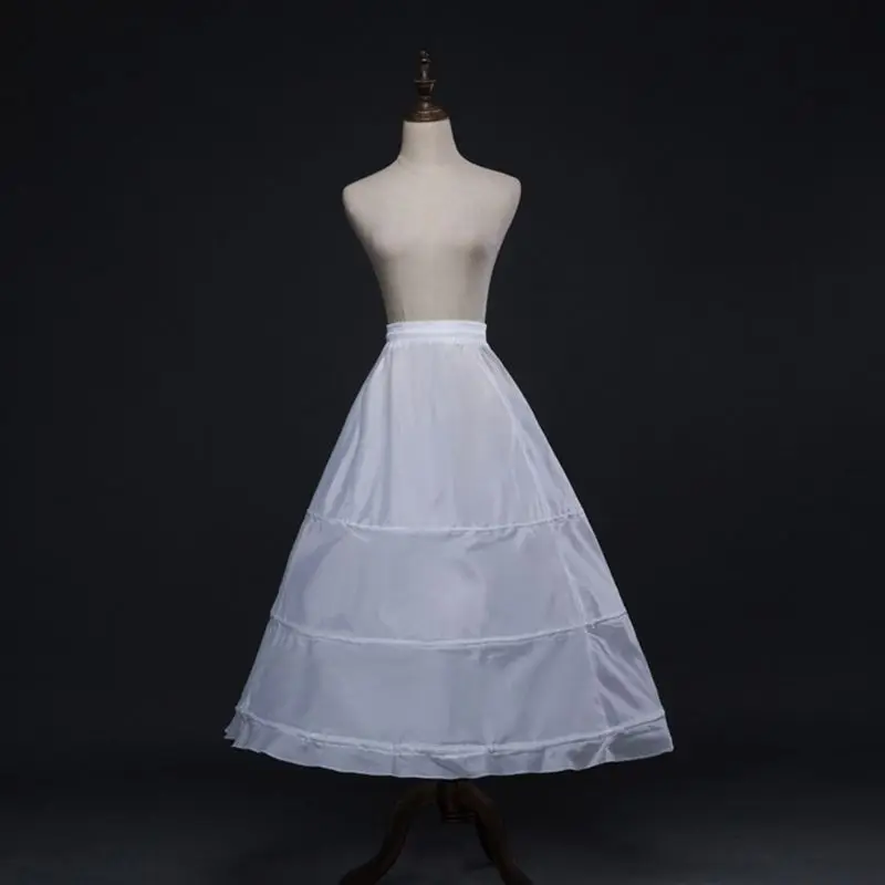 Женская Однослойная белая Нижняя юбка с 3 кольцами, свадебное платье, Кринолины, шнурок на талии, а-силуэт, Нижняя юбка, шнур