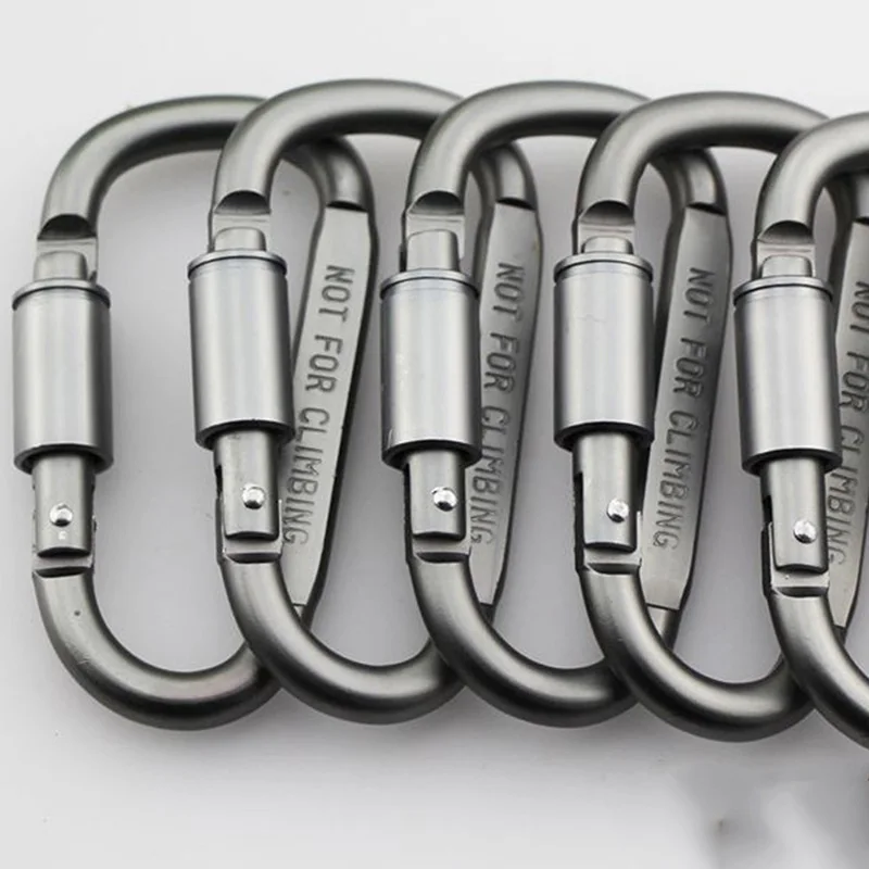 9pcs Aluminum Alloy D-ring Carabiner Set Screws Lock Hanging Hook Keychain Cable Wire Ring FK88