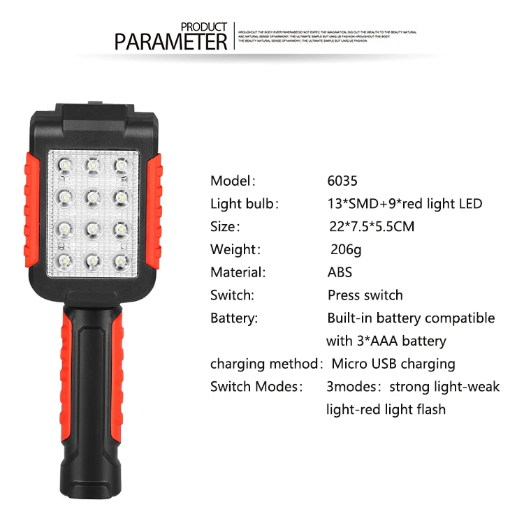 6000лм портативный фонарь светодиодный светильник на крючке Магнитный флэш-светильник USB Перезаряжаемый Авто Ремонт водонепроницаемый для наружного кемпинга