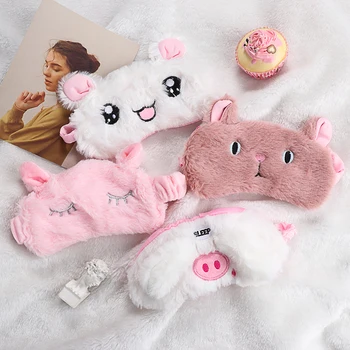 

1Pc 2020 Cartoon Plush Sleeping Mask Cover Rabbit Bear Eye Cover Sleep Mask Eyeshade Relax Mask for Travel Eye Mask Health Care