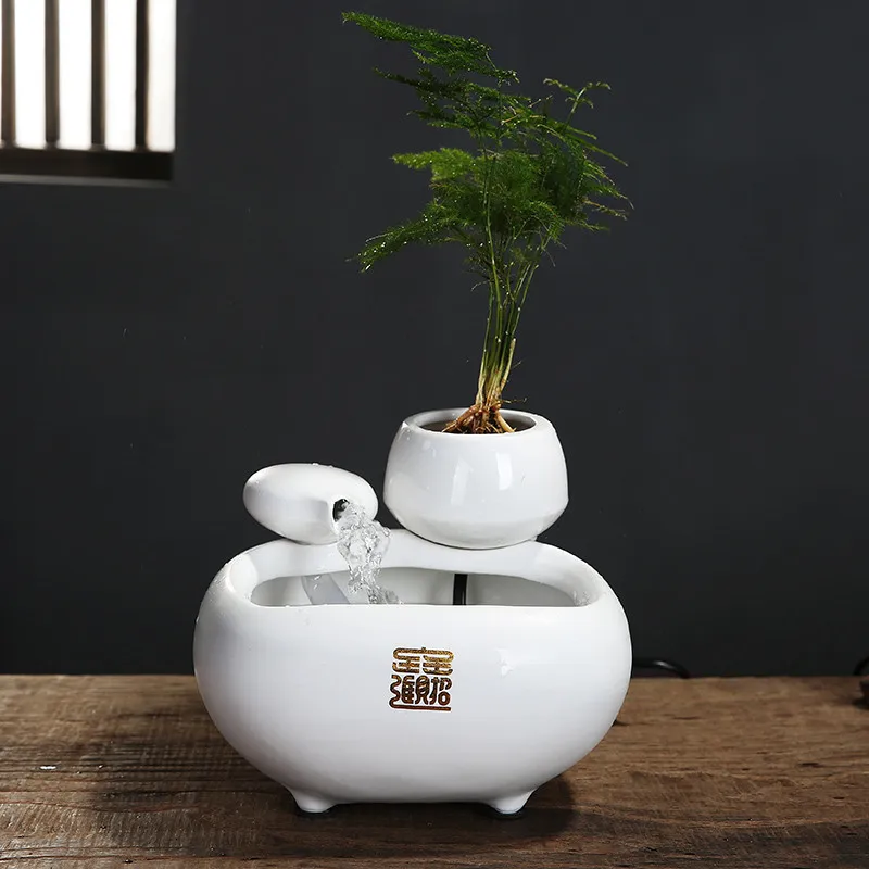 

Creative Indoor Water Fountain Ornaments Office Humidifier Feng Shui Waterfall Crafts Lucky Waterscape Home Living Decoration