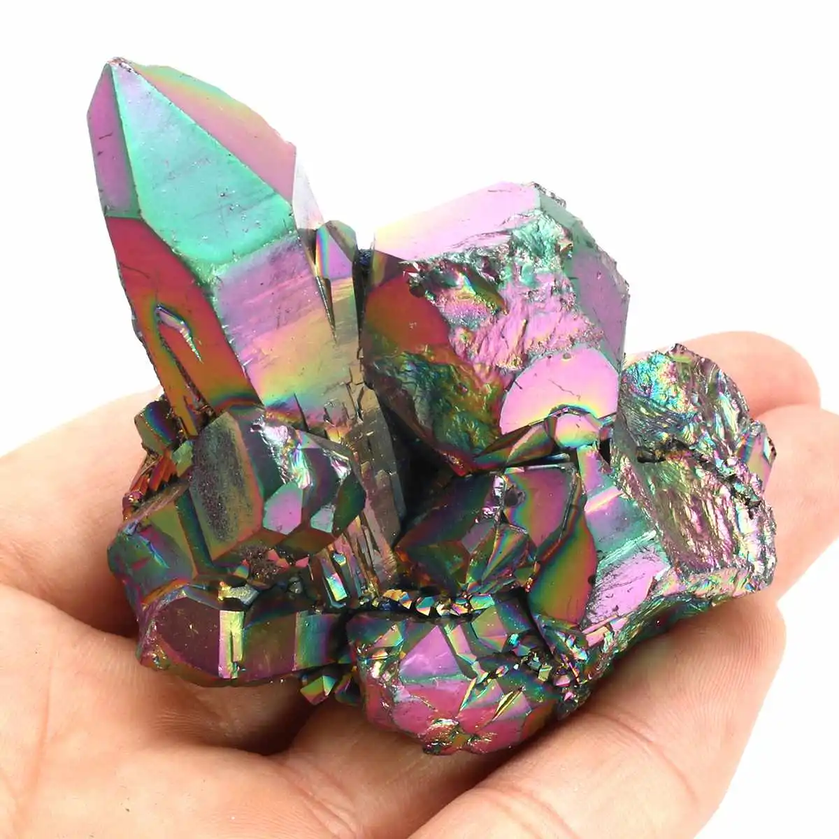 natural unique quartz crystal stone colorful irregular rainbow