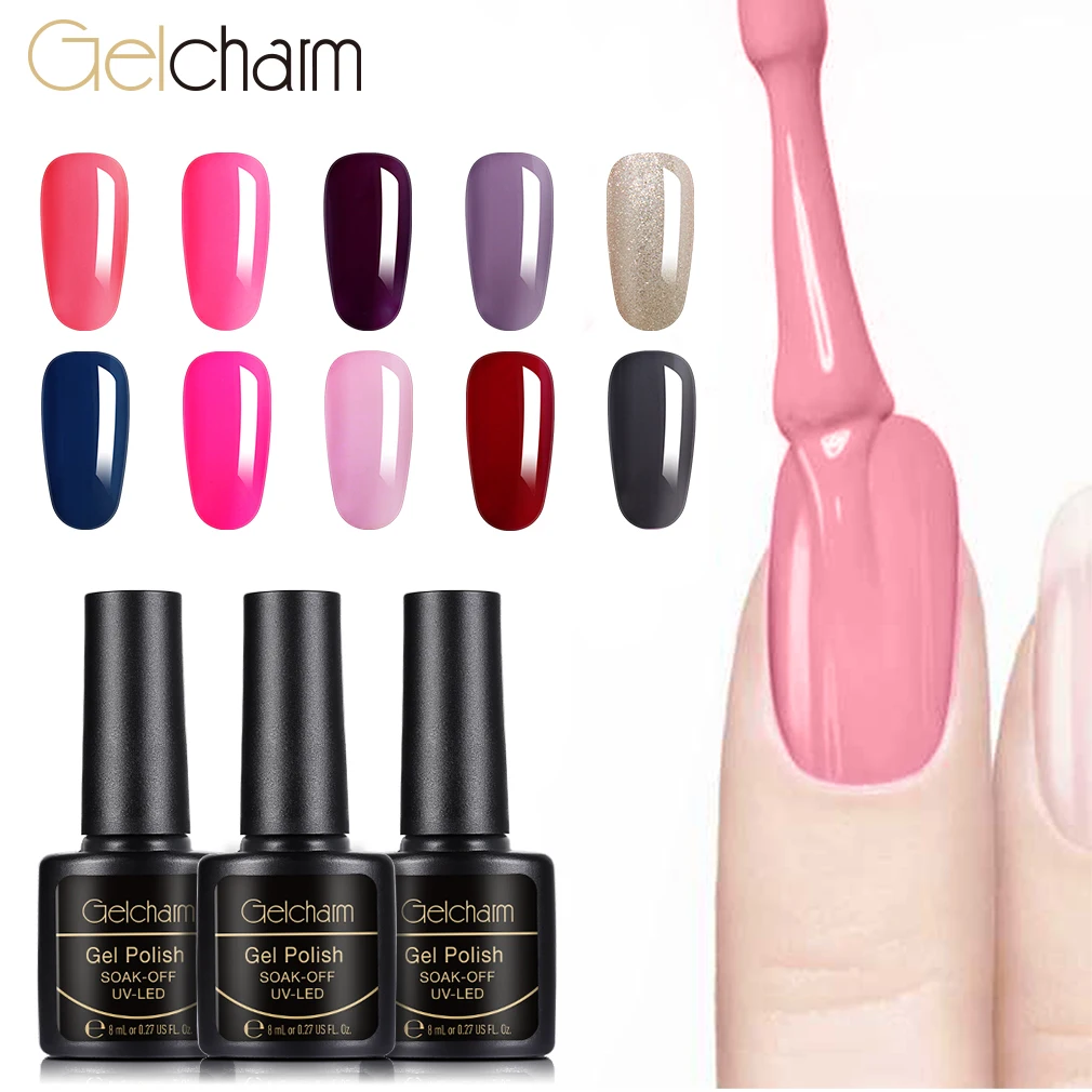 Gelcharm 8 мл Гель лак для ногтей красный синий фиолетовый цвета замачиваемый