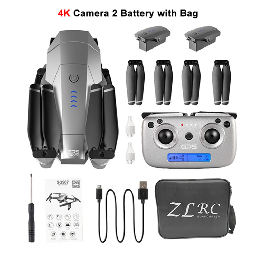 $73.58 SG907 Quadcopter Kit WIFI Adjustment 4K 1080P Rechargeable Folding Professional GPS RC Drone With C