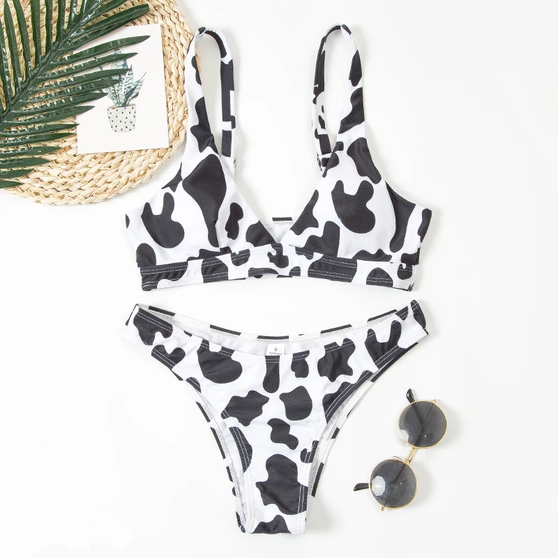 

Sexy Micro Leopard Bikini 2021 Swimwear Women Push Up Swimsuit Two Piece Bathing Suit Brazilian Cow Print Swimming Suit Female