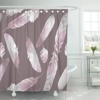 

Imprints Bird Feathers Hand Digital Drawing and Watercolor Gentle Shower Curtain Waterproof Polyester Fabric 72 x 72 Inches Set