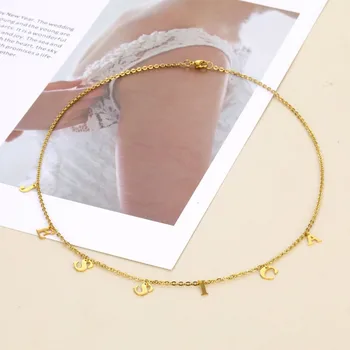 

Name Custom Letter Necklace & Pendant Choker Stainless Steel SEXY Collar Gold Chain Link Necklaces for Women Statement Jewelry