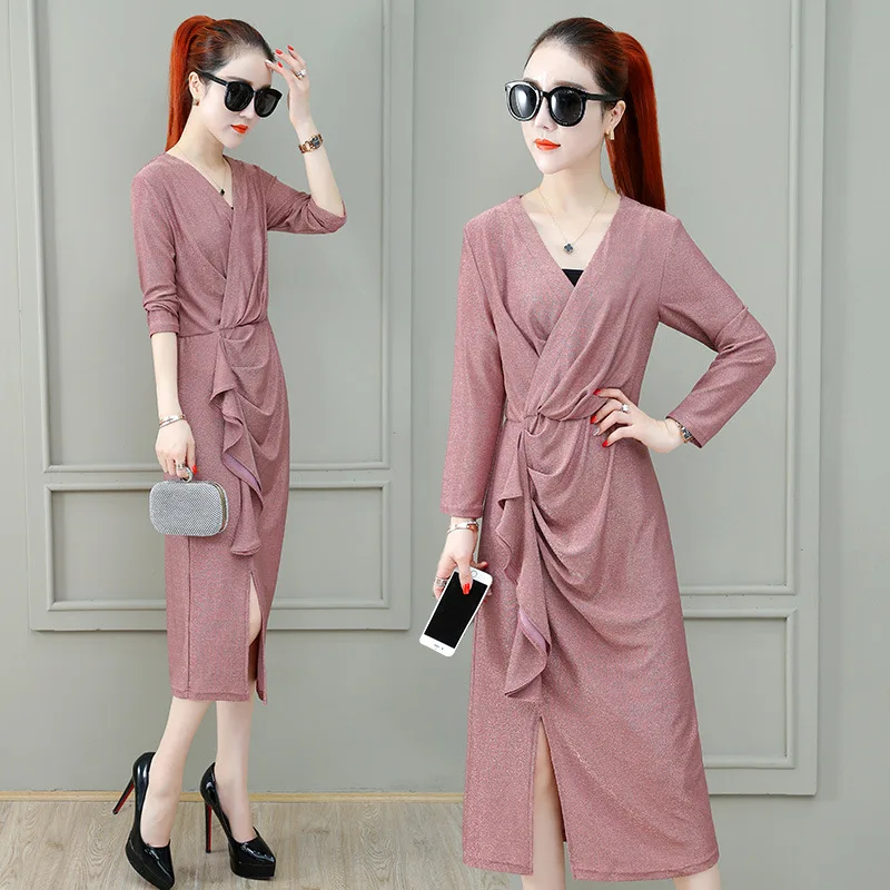 

2019 Spring And Autumn New Style Fashion Slim Fit Mid-length Skirt Elegant Waist Hugging Slimming Feminine Dress Women's