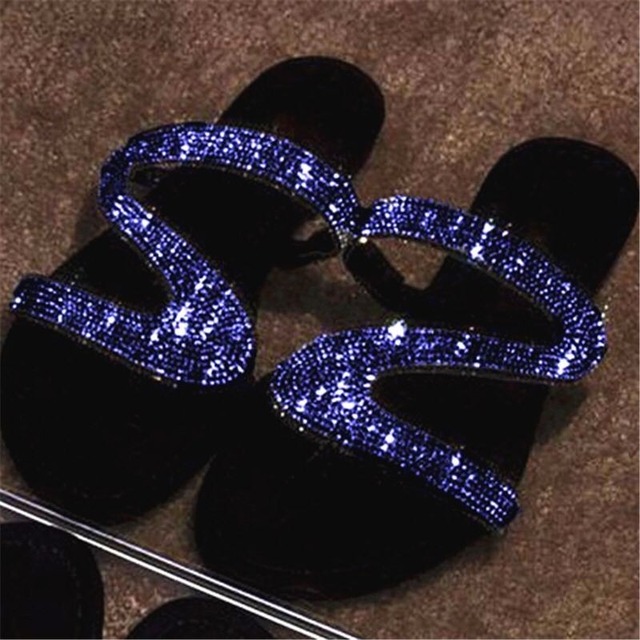 Summer Flat Bling Slippers Transparent Jelly Flat Shoes Female Flip Flops Sandals Outdoor Beach Ladies Slides Glitter