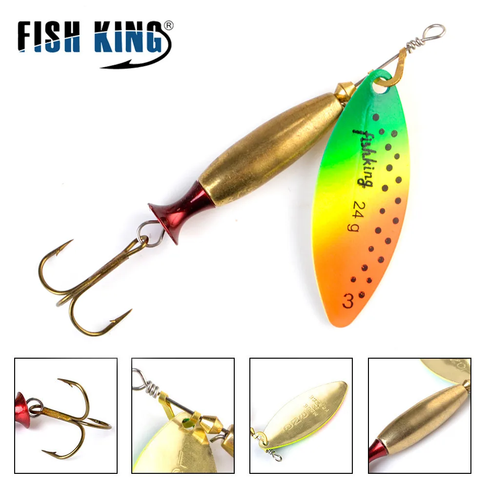 FISH KING Spinner Lure Bait Long Cast 15.9g 23.5g Spoon Lures pike Metal Fishing Lure Bass Hard Bait With Hooks FISH KING Spinner Lure Bait Long Cast 15.9g 23.5g Spoon Lures pike Metal Fishing Lure Bass Hard Bait With Hooks