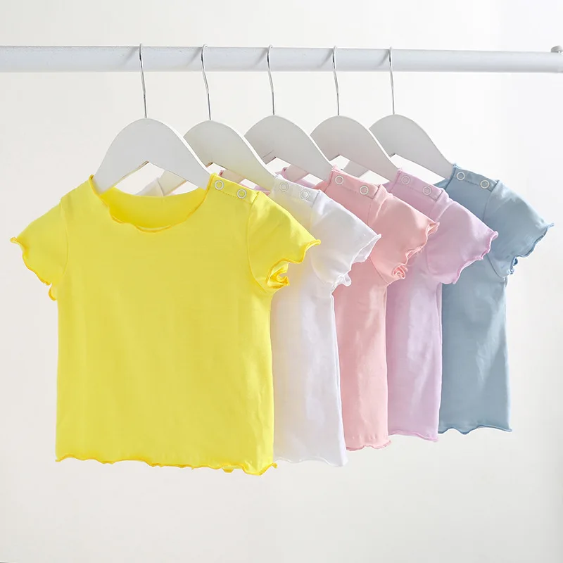 

Baby T Shirt Fashion 2020 Summer Short Sleeve Solid Newborn Baby Boy Girl Tee Shirt Toddler Infant Clothes Beautiful Tops 3-24M