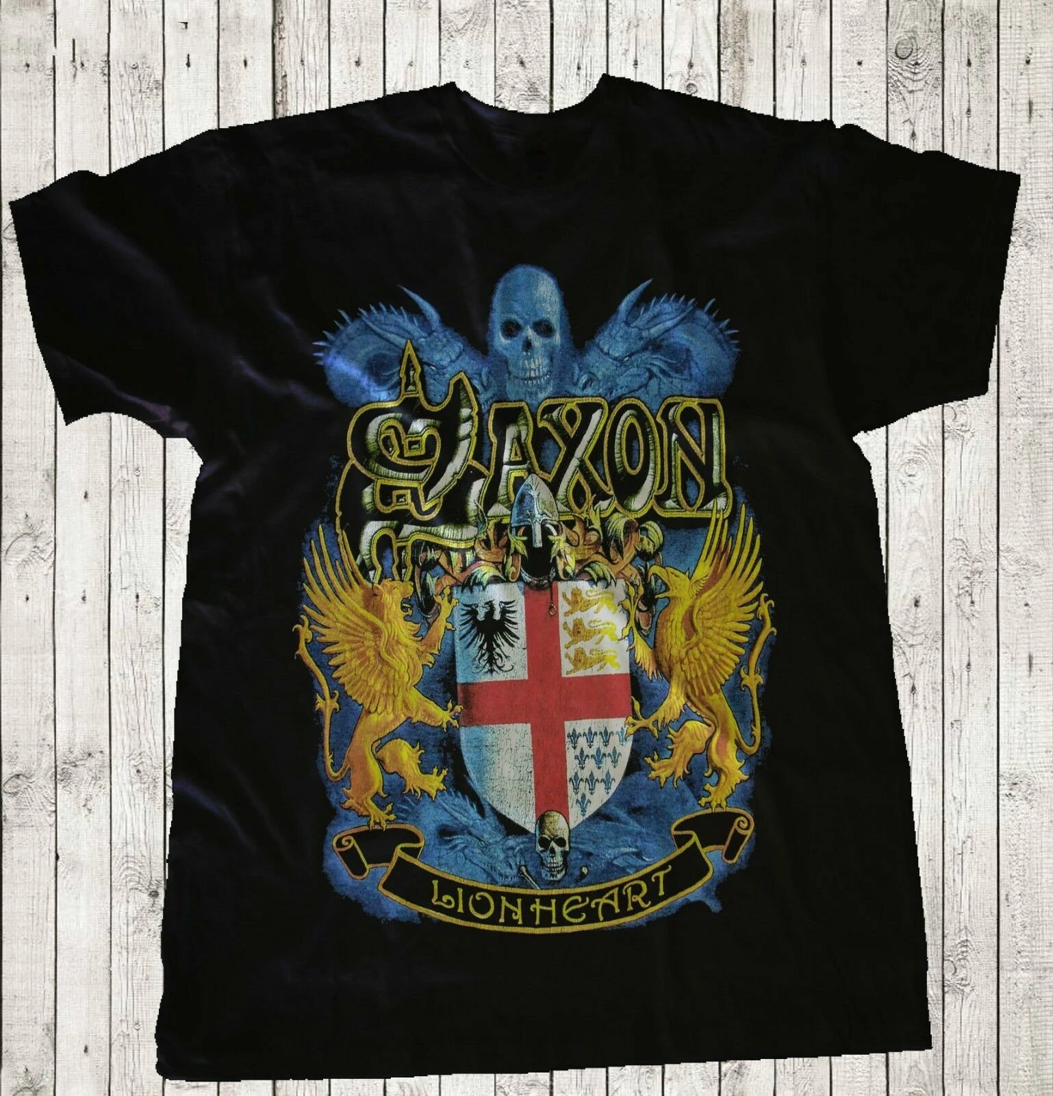 DOUBLIE SAXON-Lionheart-Heavy metal-Accept-HelloweenT-рубашка-Размеры S до 3XL мужская женская унисекс