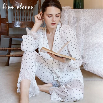 

Pajamas Set Women Sleepwear Set Sexy Lace Nightwear Women Clothes Long Sleeve Pajamas Autumn Long Sleeve Trousers Suit Fashion