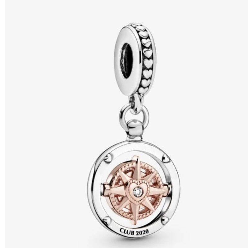 

2020 Valentine's Day 925 Sterling Silver Beads Club 2020 Compass Dangle Charm fit Original Pandora Bracelets Women DIY Jewelry