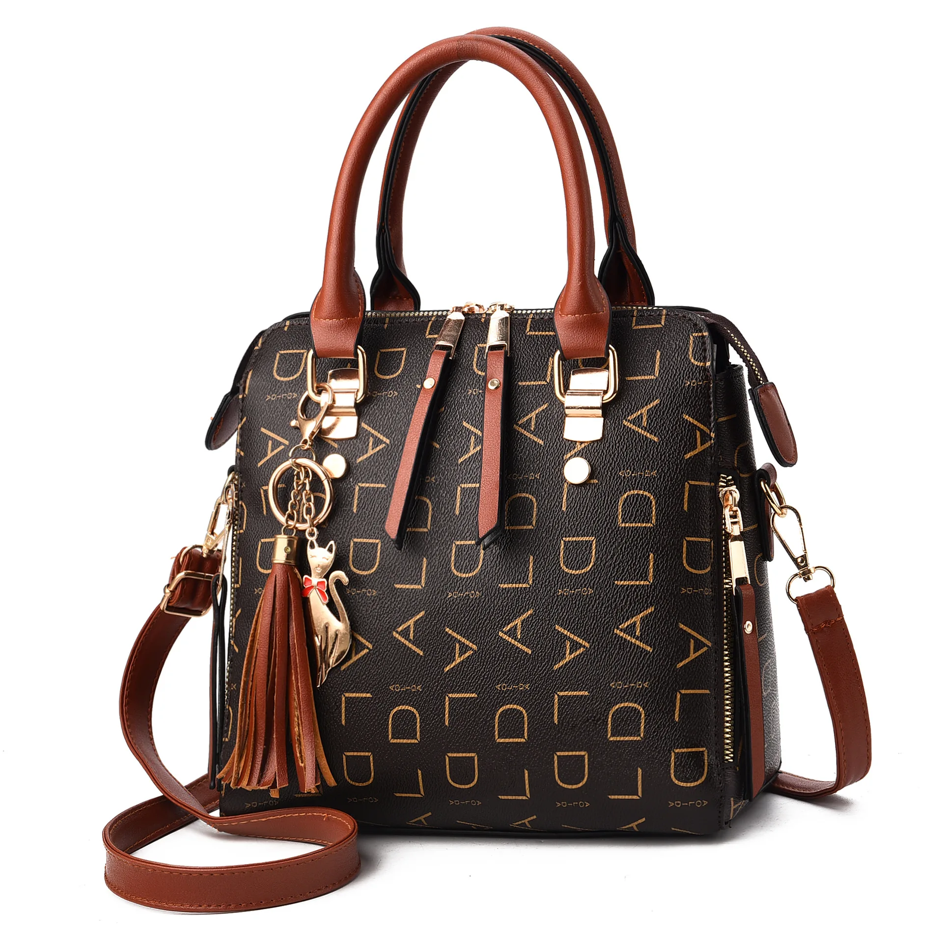 

Designer Women Handbags Luxury PU Leather Letter Ladies Vertical Shoulder Bags Cat Pendant Female Messenger Bags Casual Tote