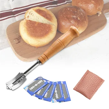 Wooden Bread Cutter Bakery Scraper Bread Knife/Slicer/Cutter Dough Breads Scoring Lame with Blades and Cover Baking Accessories Wooden Bread Cutter Bakery Scraper Bread Knife/Slicer/Cutter Dough Breads Scoring Lame with Blades and Cover Baking Accessories