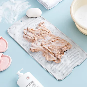 

Silicone Laundry Board Household Bathroom Foldable Washboard Vacuum Suction Cup Non-slip Small Folding Washboard - #89