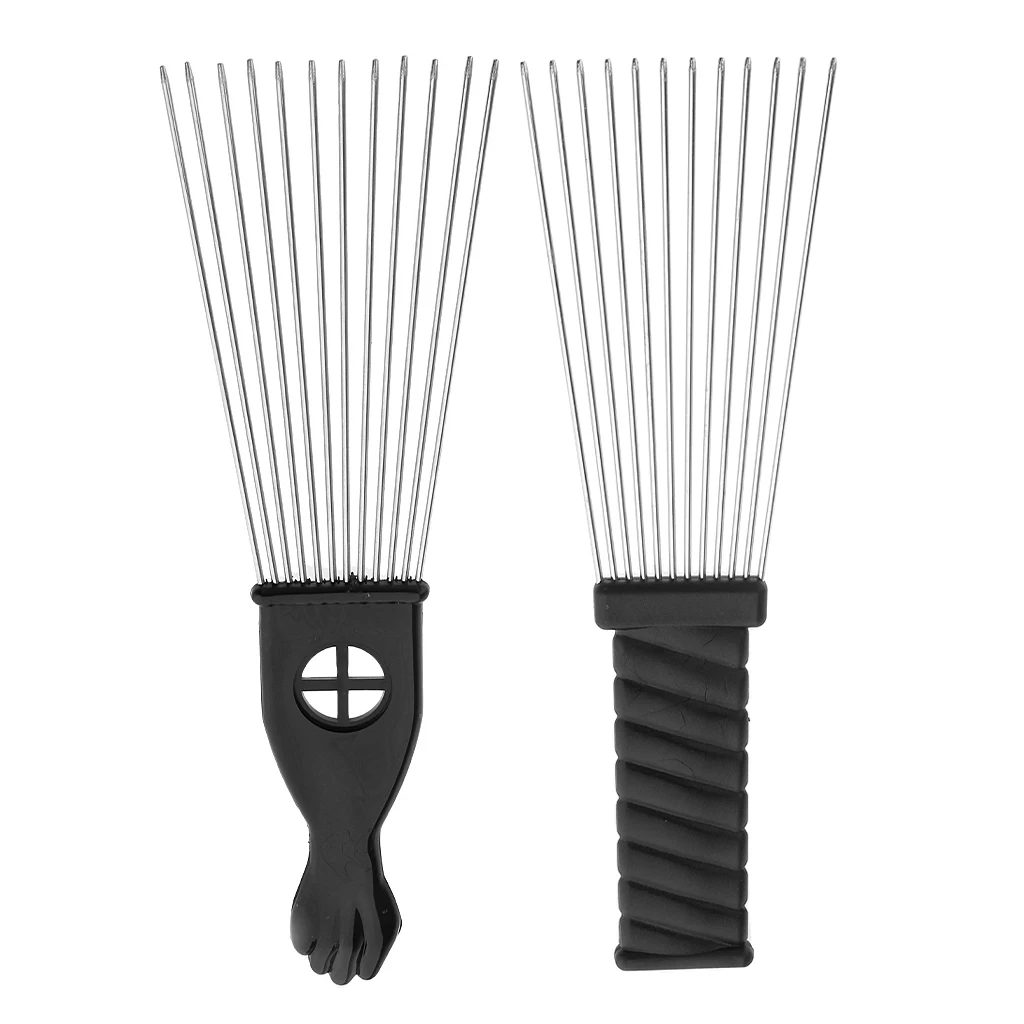 Hair Pik Comb Brush Pro Metal Afro Comb Stainless Steel Hair Styling Comb Professional Hairdressing Brush Barbers