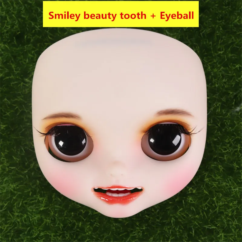 Новое готовое матовое лицо для Blyth Doll ледяной открытый рот с зубами белая кожа губ