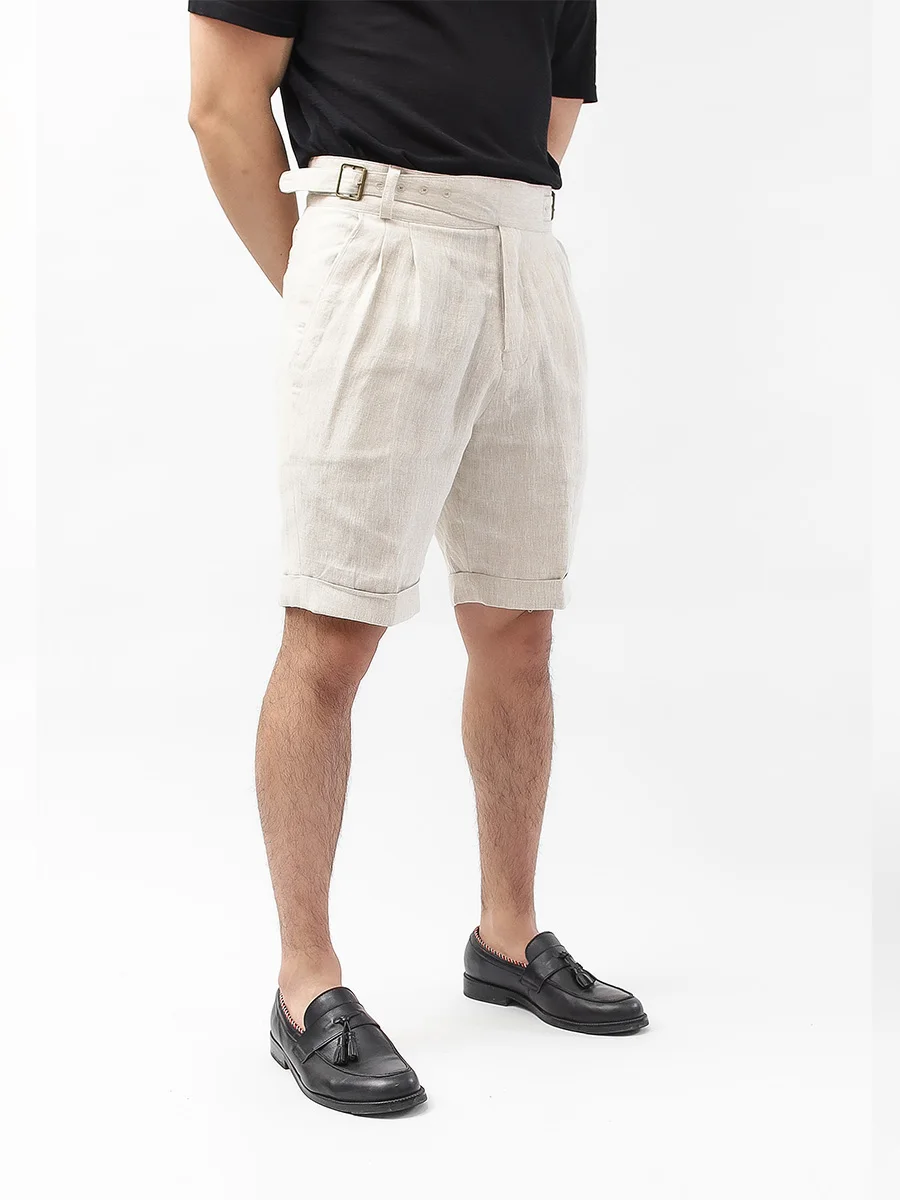 PT Original Gurkha Shorts in lino pantaloncini a cinque punte da uomo  pantaloni Casual a doppia pieghe italiani lunghezza media sottile sottile  di grandi dimensioni|Casual Shorts| - AliExpress