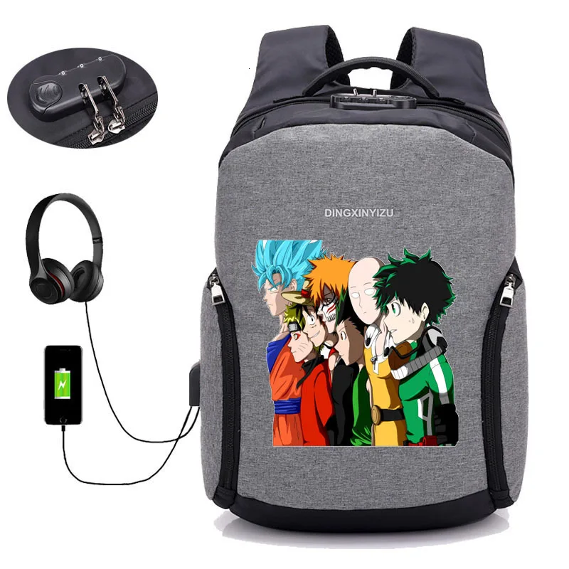04 Рюкзак My Hero Academy, Аниме Boku no Hero Academy, противоугонная usb зарядка, дорожная сумка для ноутбука, школьный рюкзак, рюкзак для книг - Цвет: 04