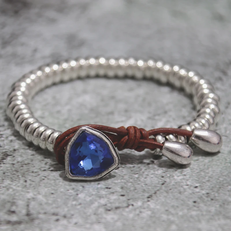 New Fashion Handmade Rope Bracelet Women Men Luxury Crystal Braslet Friendship Brazalete Vintage Silver Punk Braslet Pulseira