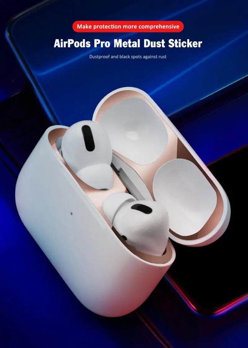 Чехол для Airpods PRO металлическое покрытие Пылезащитная Внутренняя крышка патч металлический пылезащитный стикер аксессуары