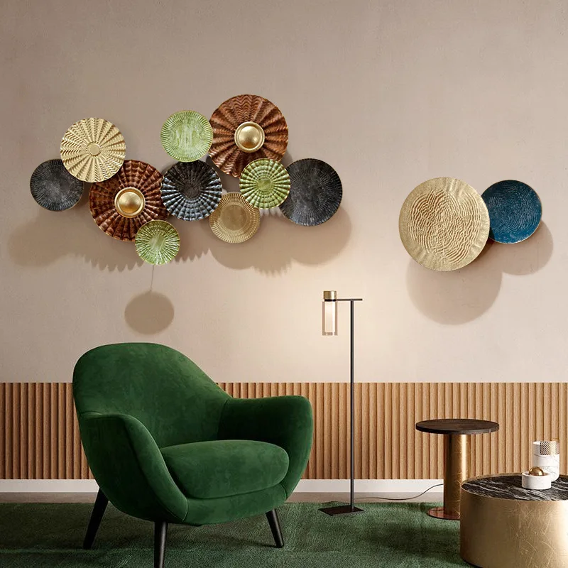 New Chinese Style Light Luxury Metal Wall Decoration Sofa Background