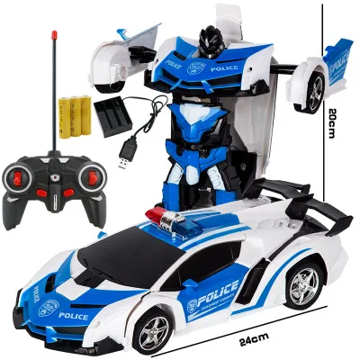 Радиоуправляемый автомобиль Трансформация Роботы спортивный автомобиль модель роботы игрушки крутая деформационная машина детские игрушки подарки для мальчиков - Цвет: police