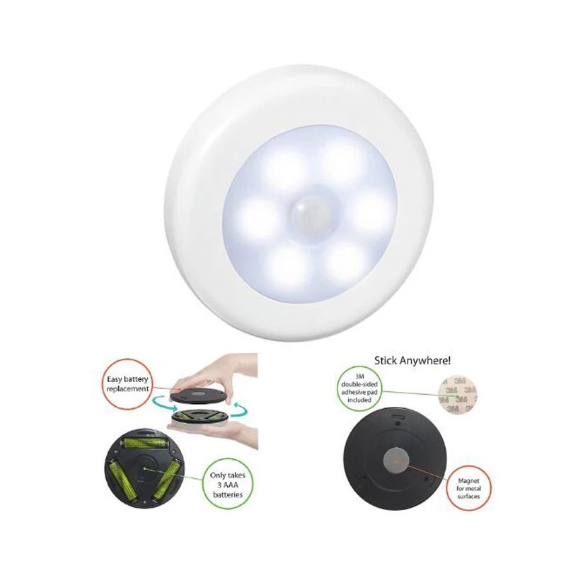 Litake 6 LED инфракрасный PIR датчик движения Ночной свет беспроводной детектор света