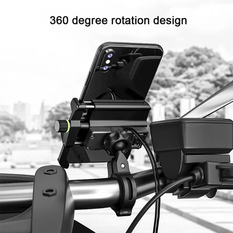 Водонепроницаемый 360 ° Мотоцикл Руль Зеркало чехол для телефона Стенд благодаря зарядному устройству QC 3,0 USB Зарядное устройство зажимное крепление для iPhone 8/8 P/X/XR/XS samsung крепление для спортивной камеры Xiao