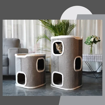 

Sisal Barrel Cat Climbing Frame Cat Litter Cat Tree One Seasons Universal Semi-Closed Villa Luxury Pet Supplies