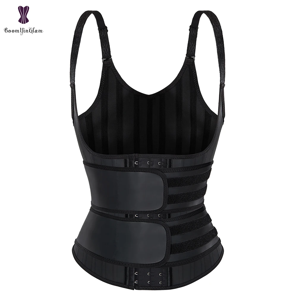 LatexVestWaistTrainerCorsetWith2BeltsSportShaperModeling