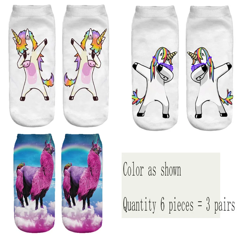 Cute funny animal print women's socks 3D three-dimensional pattern sheep unicorn camel cartoon socks gift new beautiful - Цвет: Style as shown