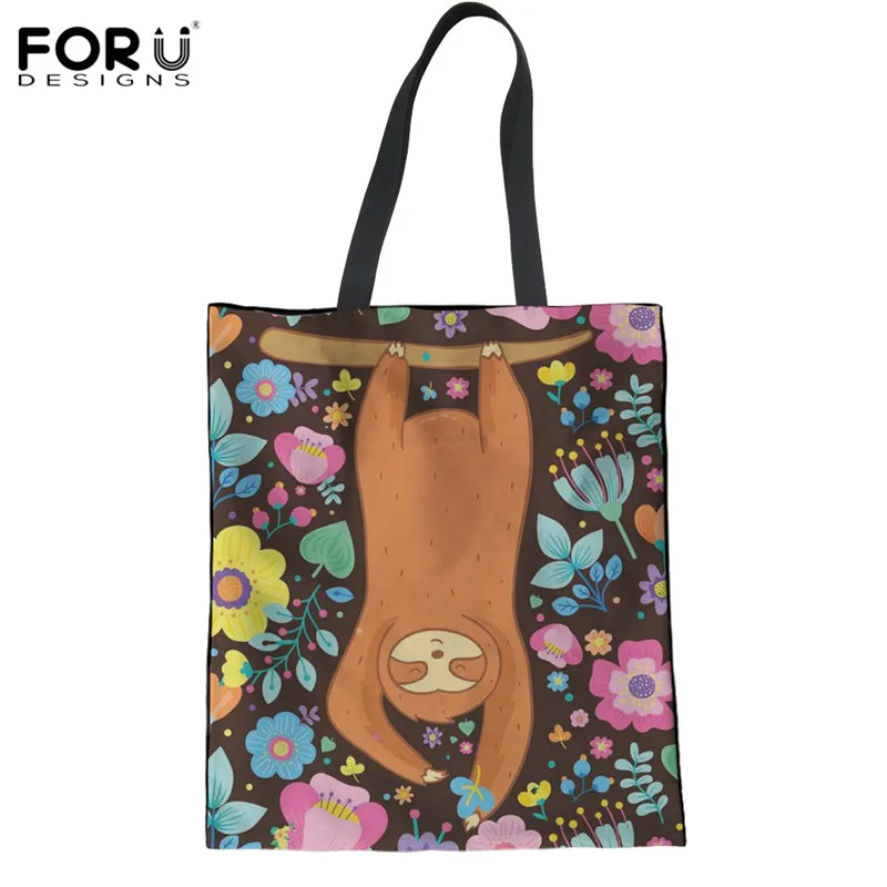 FORUDESIGN милый Ленивец складной дизайн большая льняная хозяйственная сумка многоразовая уличная Холщовая Сумка на плечо Повседневная пляжная Повседневная сумка