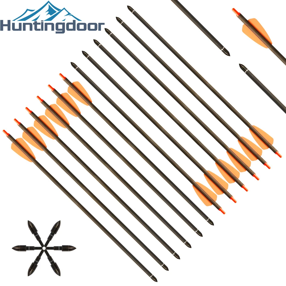 2020 Hot sale 6Pcs/12Pcs/24Pcs Huntingdoor Pure Carbon Crossbow Arrows 15inch Outdoor Archery Shooting Crossbow Hunting