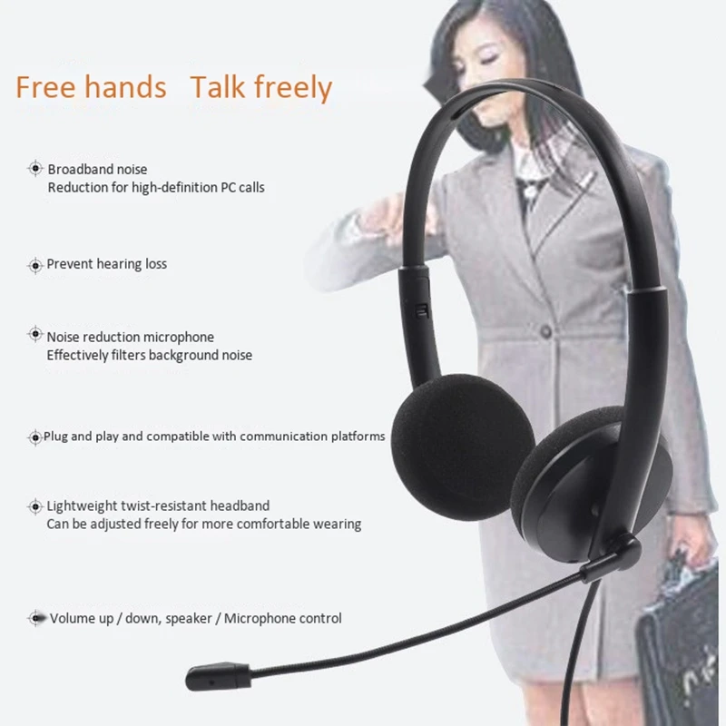 TX 8091 USB Call Center Headset with Noise Cancelling Mic for PC Home Office Phone Customer Service Plug and Play