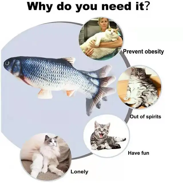 Jouet Interactif Électrique en Poisson pour Chat, Charge USB – Image 6