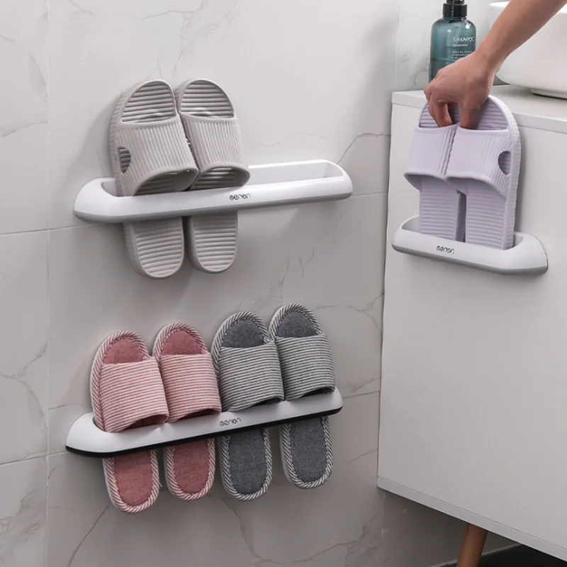 1pc浴室スリッパラック壁掛けシームレス靴収納ラック日スリッパハンガー浴室付属品 Aliexpress Home Garden