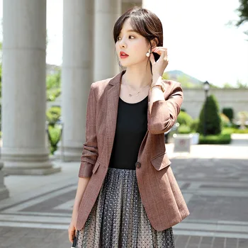 

Women's jacket 2019 autumn new casual fashion temperament slim slimming single buckle small suit women's clothing
