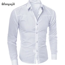 Wenyujh мужская Тонкая Рубашка с длинными рукавами, модная темная клетчатая рубашка,, осенняя модная одежда, рубашки, одноцветная блуза большого размера