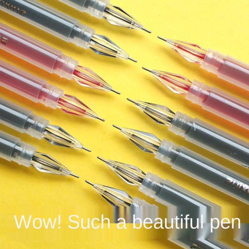 12PC Diamond Head Large Capacity Full Syringe Gel Pen Office Supplies Student Water Black Blue Red |