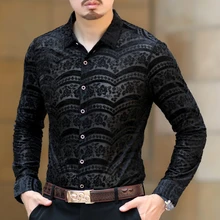 Осенняя мужская синяя рубашка с цветочным принтом, мужская деловая офисная рубашка с длинным рукавом, мужская рубашка с пуговицами s, мужская рубашка, мужская рубашка, Longue Asain 3xl