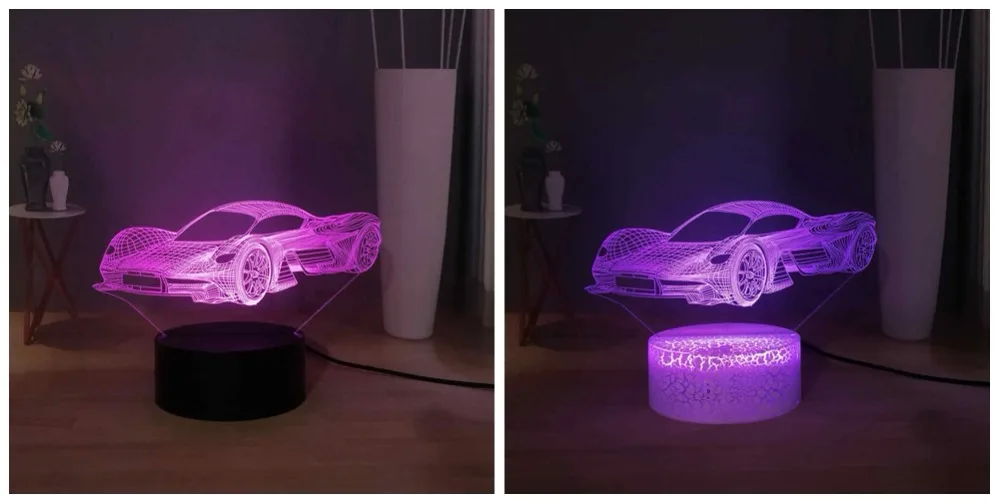 Новинка, крутой современный автомобиль Ferrari, 3D светодиодный ночник, 7 цветов, сменный сенсорный светильник, настольная лампа для дома, вечерние, декор для мальчиков, подарок на день рождения