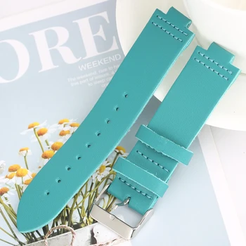 

Comfortable Soft Strap with Blue Smooth Stitch Pin Buckle 23MM Replacement Leather Watch Band for Wooden Watch for Women Men