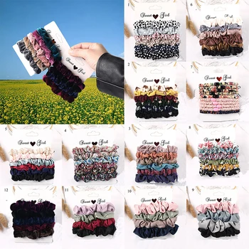 

1Set Scrunchies Hair Ring Candy Color Hair Ties Rope Autumn Winter Women Ponytail Hair Accessories 4-10Pcs Girls Hairbands Gifts