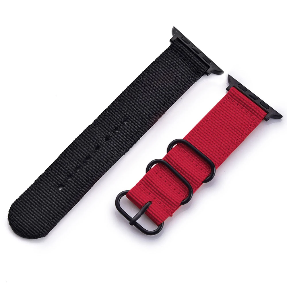 Red with black Лидер продаж от XIYUZHIYI, нейлоновый ремешок для наручных часов Apple Watch, версии 3, 2, 1, спортивный кожаный браслет, 42 мм, 38 мм, ремешок для iWatch - Цвет ремешка: Red with black