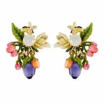 

designer stroll Versailles series pink rose bees insects fashion stud earrings earrings adorn article