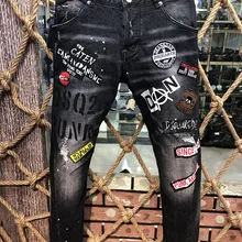 Европейские dsq Брендовые мужские джинсы италия брюки черные coolguy джинсы мужские облегающие джинсы джинсовые брюки Синие рваные брюки джинсы для мужчин 9605