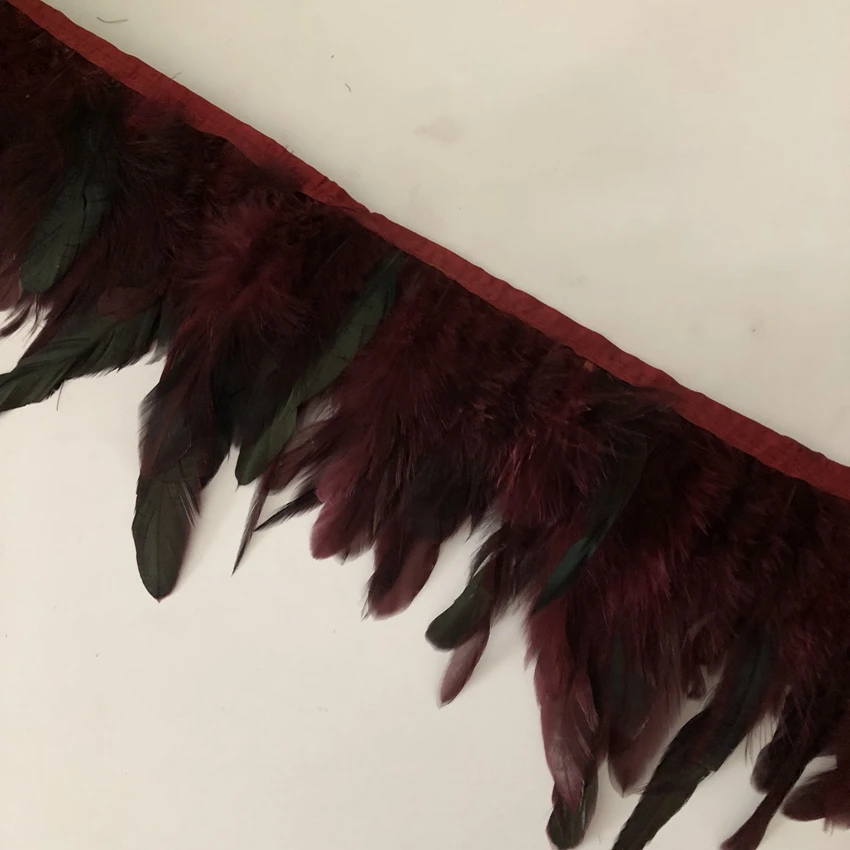 

Wholesale 5 Meters Natural Rooster feather Fringe Trim Height 4-6inches Chicken Hackle feathers DIY Crafts Clothing Accessories